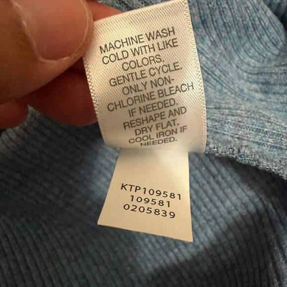 J. JILL Hooded Ribbed Knit Tunic Sweater Long Sleeve in Blue - Picture 8 of 9